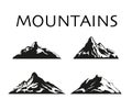 Set of mountain peak shapes isolated on white background. Royalty Free Stock Photo